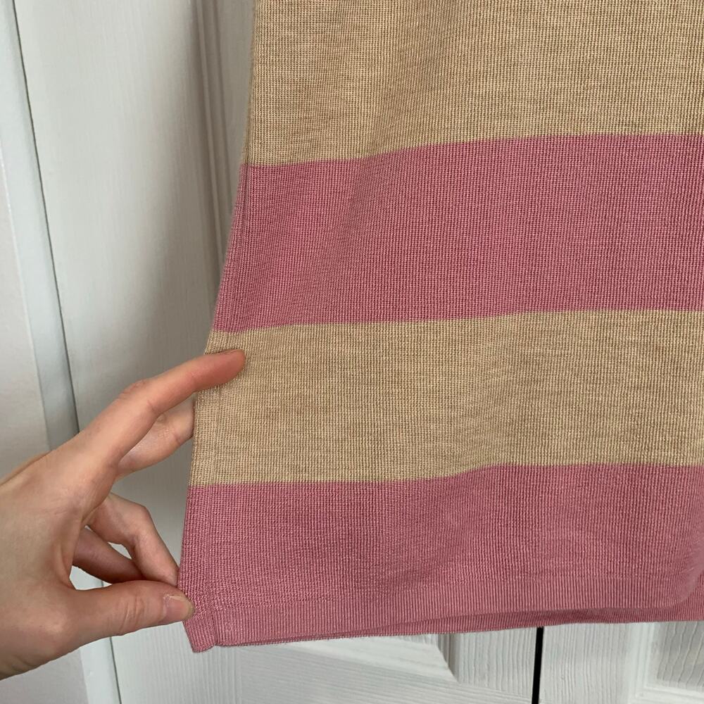 Akris Luxury Cashmere Silk Blend Pink and Tan Striped Short Sleeve Top US 10 - Picture 2 of 9